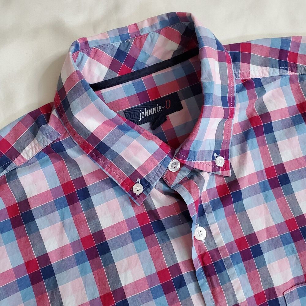 Johnnie-O Plaid Multicolor Oxford Button Down‎ Long Sleeve Size M